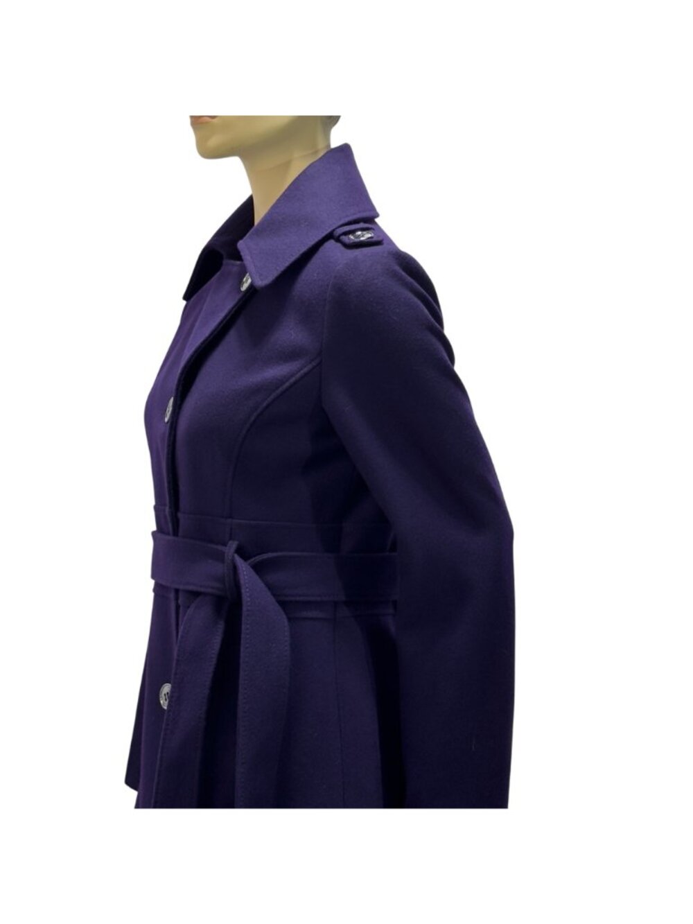 Kenneth Cole Women's Belted Trench OverCoat Wool Blend Purple  Size 10 - Picture 11 of 16